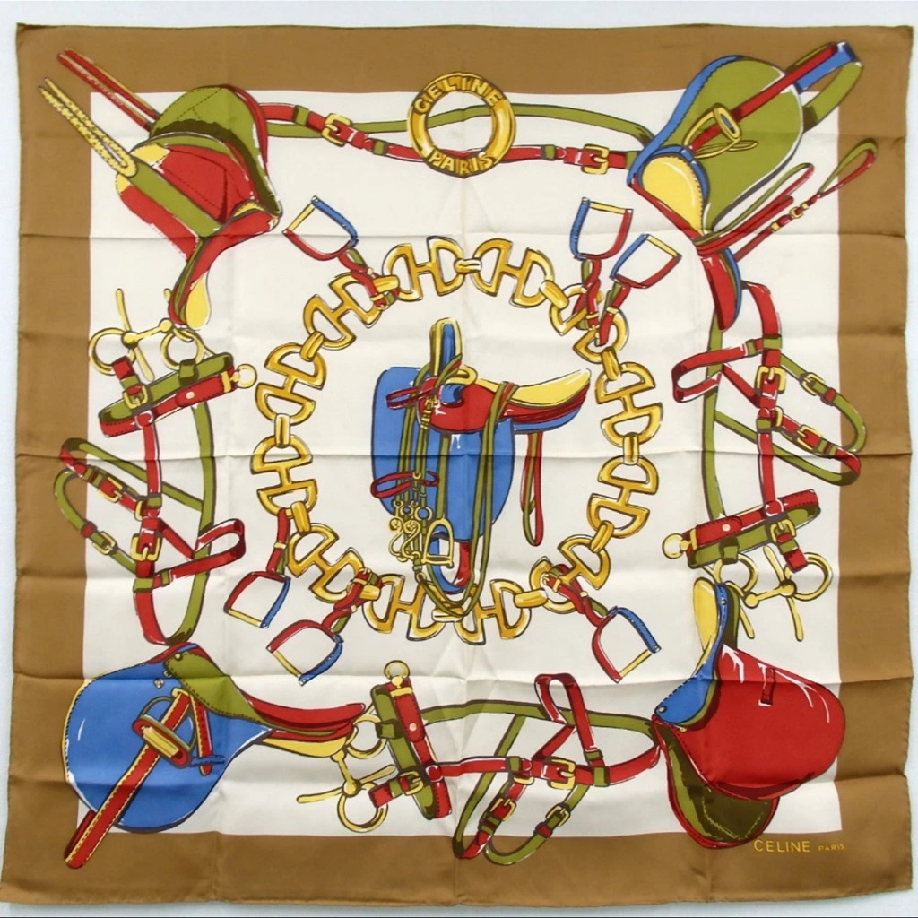 Celine Multicolor Equestrian Print Scarf